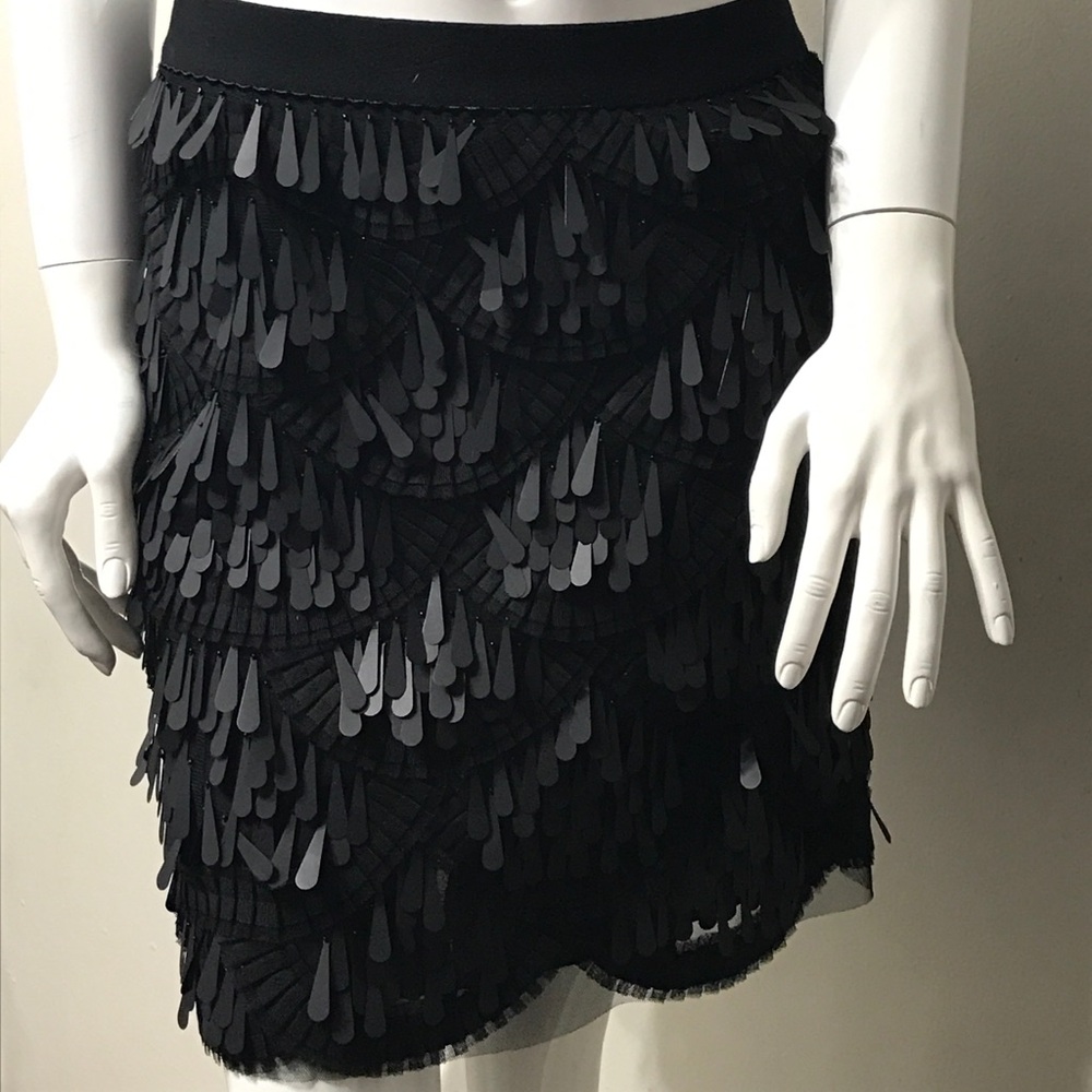 BCBGMaxAzria Black and Gray Midi Skirt